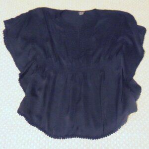 Vintage Dots Semi-Sheer Black Shirt 2X Whimsigoth Romantic Soft Grunge Lace Neck